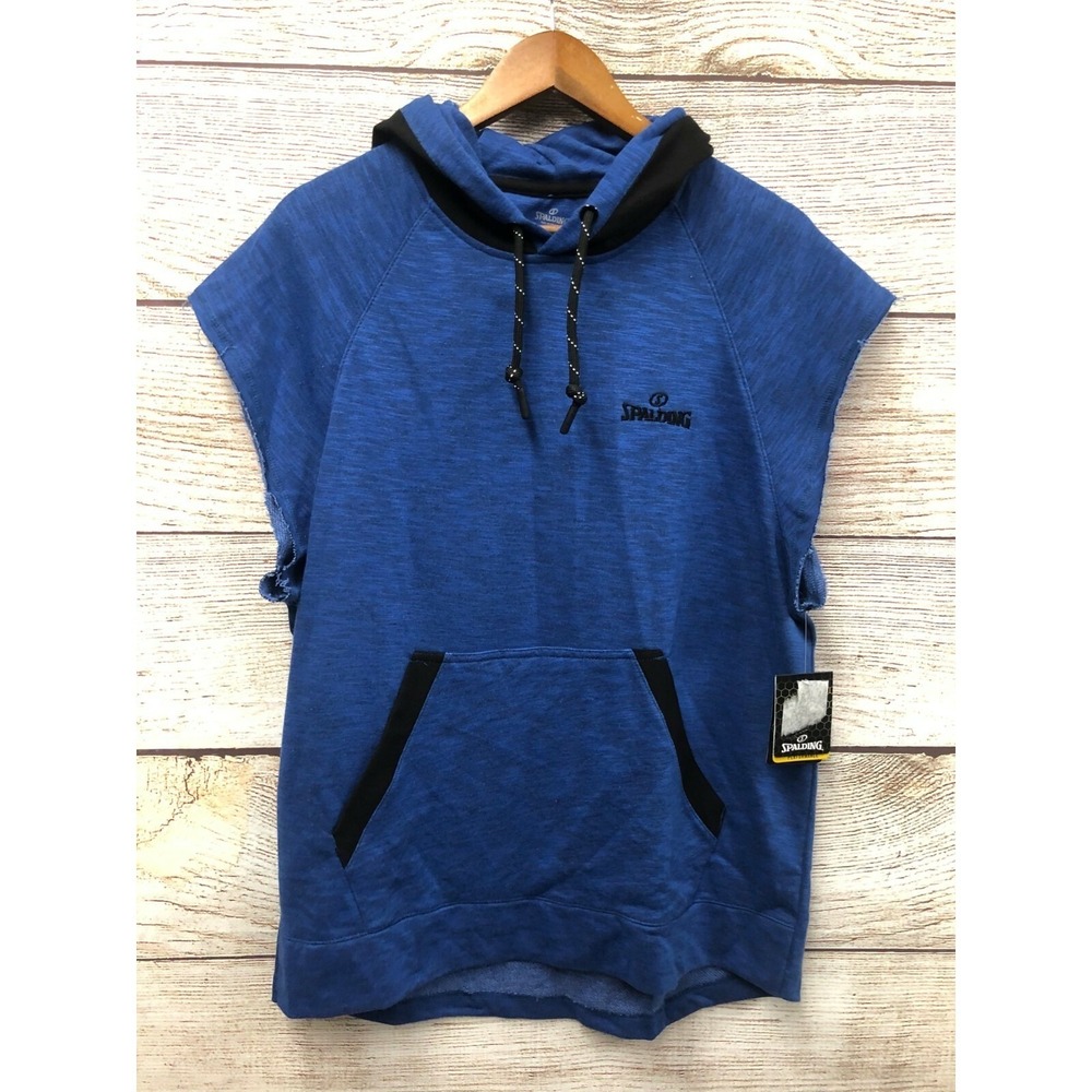 Hooded‎ Shirt Spalding Mens Size Small Blue Cut Off Sleeve Performance Shirt New